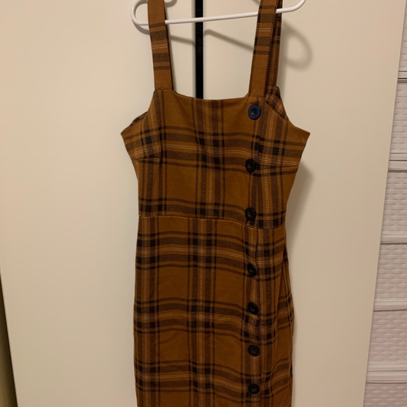 Taupe and Brown Plaid Dress for Women - Picture 4 of 5